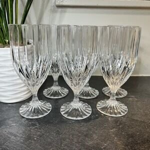 6- Mikasa Crystal Park Lane Glasses Iced Tea Water Goblets EUC